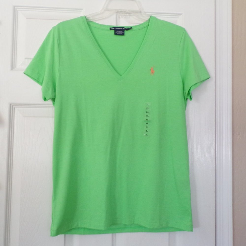 NWOT Ralph Lauren Sport Lime Green Tee Size XL
